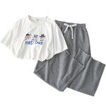 Women's T-Shirt + Elastic High Waist Casual Pants Two-piece