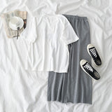 Women's T-Shirt + Elastic High Waist Casual Pants Two-piece