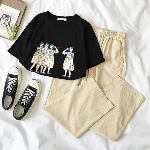 Women's Casual Pants + T-Shirt Two-Piece