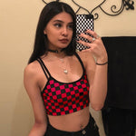 Women's Streetwear Checkered Crop Top