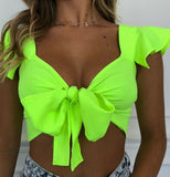 Women Bow Tie Front Crop Top