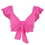 Women Bow Tie Front Crop Top