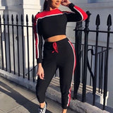 2pcs Cropped Top Women's Sweatshirt Set