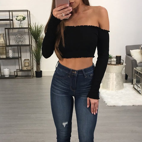 Women's Off Shoulder Crop Top