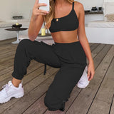 Women's Two Piece Sleeveless Crop Top and Cargo Pants Set