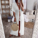 Women Short Sleeve Long Cardigan