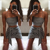 Women's 2 Piece Crop Top Skirt Outfit Set