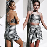 Women's 2 Piece Crop Top Skirt Outfit Set