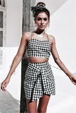 Women's 2 Piece Crop Top Skirt Outfit Set