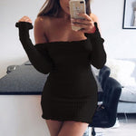 Women Off Shoulder Long Sleeve Dress