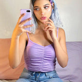 Women's Purple V-neck Crop Top