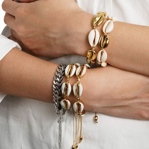 Gold Color Cowrie Shell Bracelet