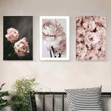 Modern Romantic Light Pink Flowers Canvas Painting