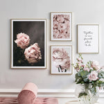 Modern Romantic Light Pink Flowers Canvas Painting