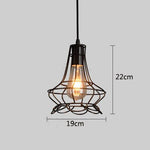 Retro Geometric Black LED Iron Home Decor Pendant Lights