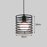 Retro Geometric Black LED Iron Home Decor Pendant Lights