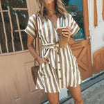 Women Summer Casual V Neck Dress