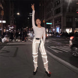 Women's Streetstyle Reflective Patchwork Cargo Pants