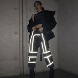 Women's Streetstyle Reflective Patchwork Cargo Pants