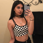 Women's Streetwear Checkered Crop Top