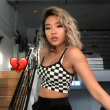 Women's Streetwear Checkered Crop Top