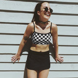 Women's Streetwear Checkered Crop Top