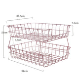 Dual Layer Pink Wrought Iron Stackable Storage Basket