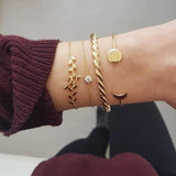 Bracelet Sets Minimalist Hollow Lotus Bangle Bracelets