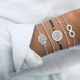 Bracelet Sets Minimalist Hollow Lotus Bangle Bracelets