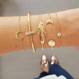 Bracelet Sets Minimalist Hollow Lotus Bangle Bracelets