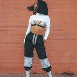 Reflective Fabric Patchwork Harem Pants