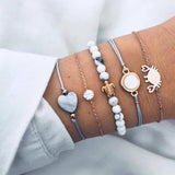 Women's Mixed Heart LOVE Crystal Marble Charm Bracelets