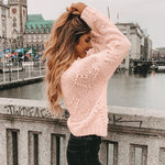 Women's Pink Casual Knitted Sweater