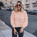 Women's Pink Casual Knitted Sweater