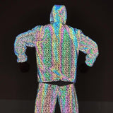 Men's Colorful Stripe Reflective Windbreaker Jacket