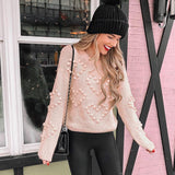 Women's Pink Casual Knitted Sweater