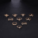 10Pcs Boho Star Opal Crown Premium Ring Set