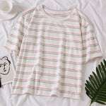 Women Casual Loose Stripe T-Shirts