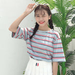 Women Casual Loose Stripe T-Shirts