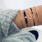 6 Pcs/ Set Women Gem Shell Multilayer Bracelet Charm