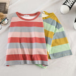 Women's Short Sleeve Rainbow Stripes T-Shirts