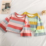 Women's Short Sleeve Rainbow Stripes T-Shirts