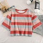 Women's Short Sleeve Rainbow Stripes T-Shirts