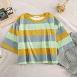 Women's Short Sleeve Rainbow Stripes T-Shirts