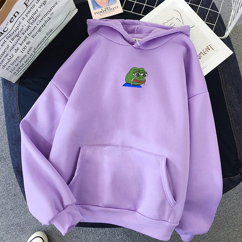 Sad Tearing Frog Print Hoodies Men/Women