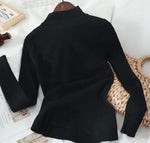 Women's Black Slim Turtleneck Pullovers + Plaid Strap High Waist Dress Two-Piece Set