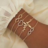 4PCs Crystal Heart Infinity Bracelet for Women