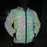 Men's Colorful Stripe Reflective Windbreaker Jacket