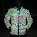 Men's Colorful Stripe Reflective Windbreaker Jacket