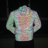 Men's Colorful Stripe Reflective Windbreaker Jacket